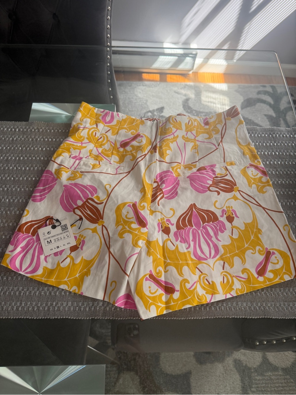 Zara Pink High Waist Floral Print Shorts